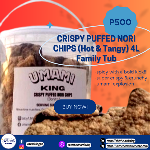 UMAMI KING CRISPY PUFFED NORI CHIPS (Hot & Tangy) 4L Family Tub