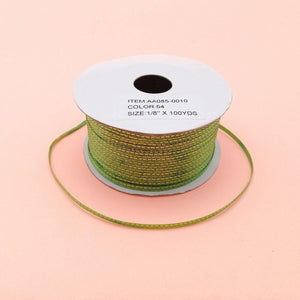 1/8" E. GREEN W/ GOLD RIBBON 1ROLL (100YDS) - Kitchen Convenience: Ingredients & Supplies Delivery