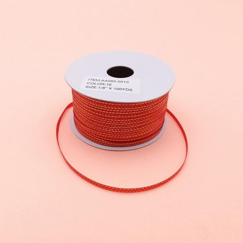 1/8" RED W/ GOLD RIBBON 1ROLL (100YDS) - Kitchen Convenience: Ingredients & Supplies Delivery
