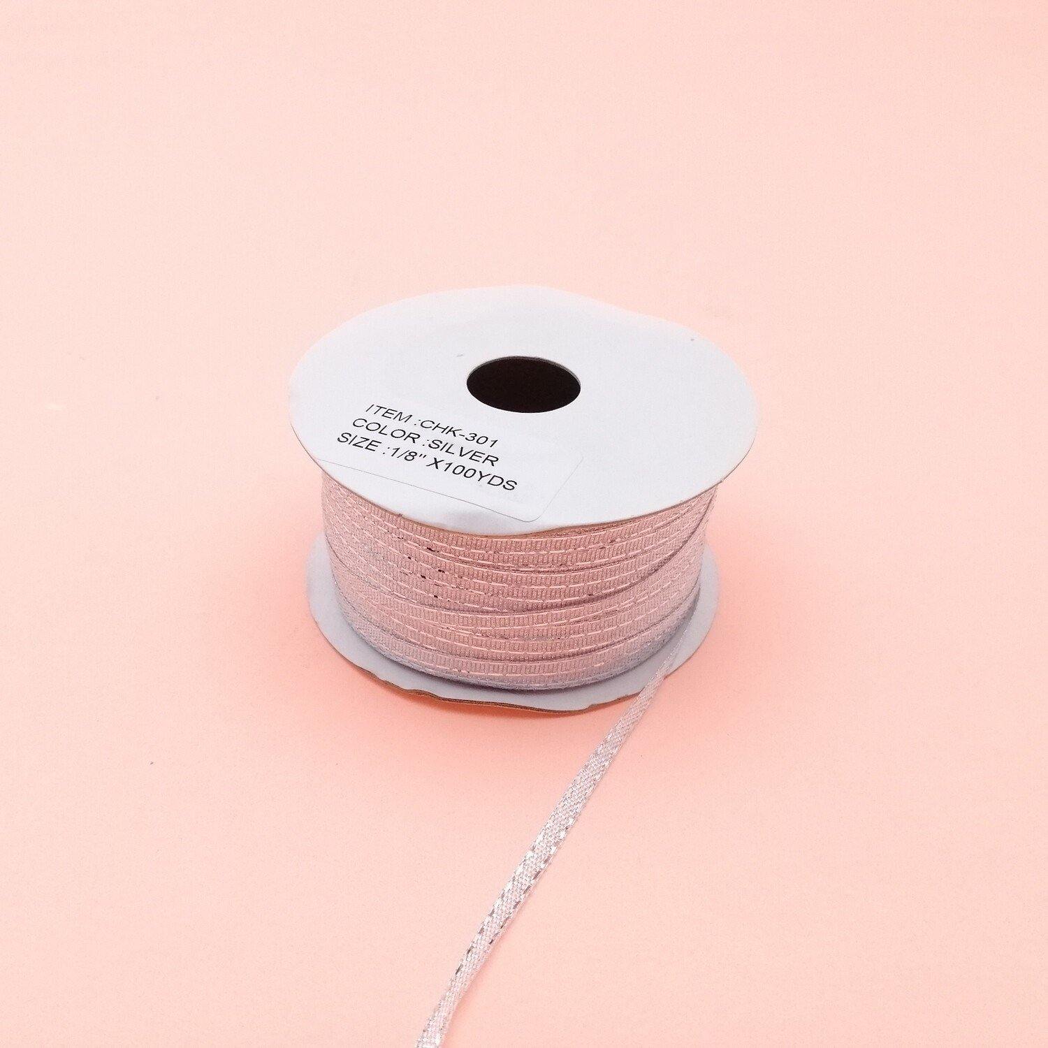 1/8" SILVER RIBBON (301) 1ROLL (100YDS) - Kitchen Convenience: Ingredients & Supplies Delivery