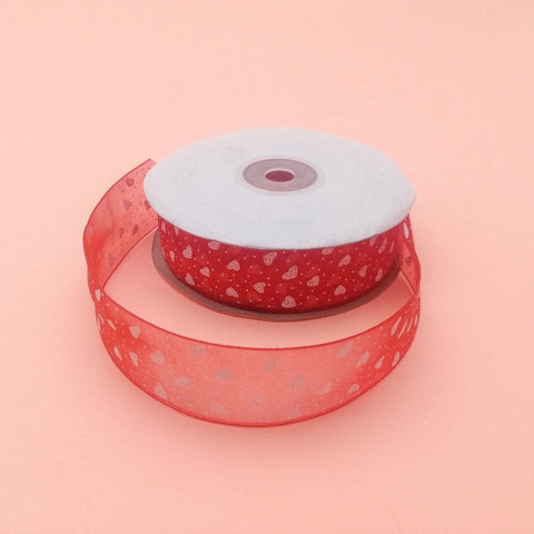 5/8" ORGANZA RIBBON W/ HEART DESIGN - Kitchen Convenience: Ingredients & Supplies Delivery