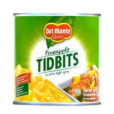 DEL MONTE PINEAPPLE TIDBITS 432G (U) - Kitchen Convenience: Ingredients & Supplies Delivery