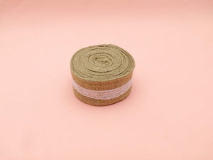 JUTE RIBBON 2" W/ LACE 1ROLL - Kitchen Convenience: Ingredients & Supplies Delivery