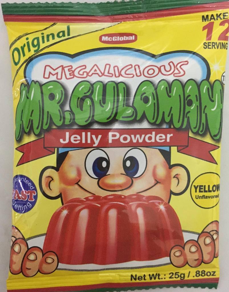 MEGALICIOUS MR GULAMAN UNFLAVORED JELLY POWDER YELLOW 10X25G (U) - Kitchen Convenience: Ingredients & Supplies Delivery