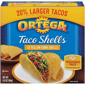 ORTEGA TACO SHELLS YELLOW CORN 12'S 164G (U) - Kitchen Convenience: Ingredients & Supplies Delivery