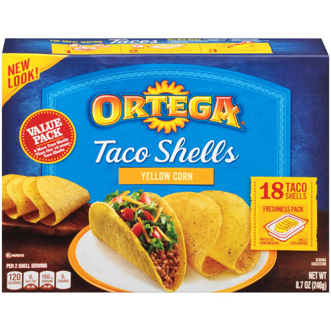ORTEGA TACO SHELLS YELLOW CORN 18'S 246G (U) - Kitchen Convenience: Ingredients & Supplies Delivery