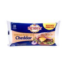 PRESIDENT BURGER SLICE CHEESE CHEDDAR 400G (U) - Kitchen Convenience: Ingredients & Supplies Delivery