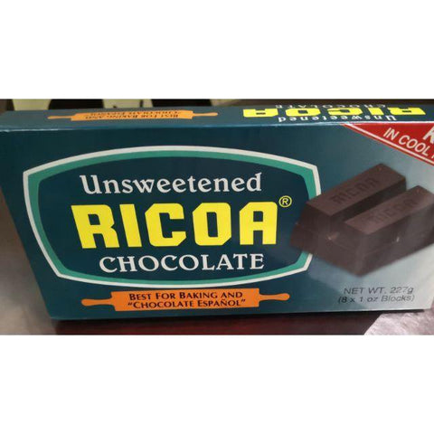 RICOA UNSWEETENED CHOCOLATE BAR 227G (8X1OZ BLOCKS) (U) - Kitchen Convenience: Ingredients & Supplies Delivery