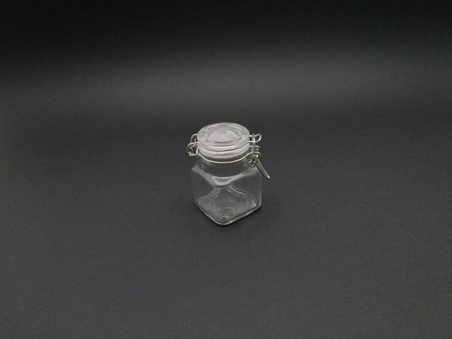 SL0355 GLASS JAR SQUARE 90ML 1PC (W LOCK) - Kitchen Convenience: Ingredients & Supplies Delivery