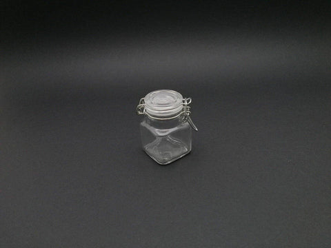 SL0355 GLASS JAR SQUARE 90ML 1PC (W LOCK) - Kitchen Convenience: Ingredients & Supplies Delivery