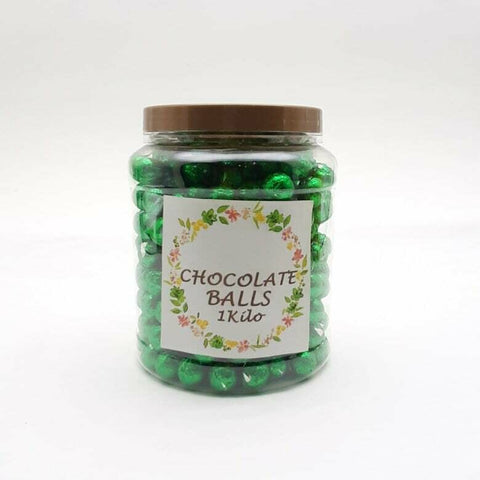 XMAS BALL GREEN IN JAR 1KG